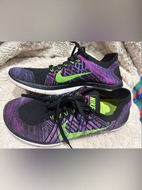 Nike Knit Trainers in Black, Purple & Neon Green